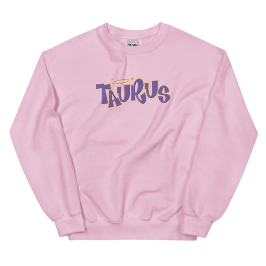 Taurus Purple Text Embroidered Sweatshirt