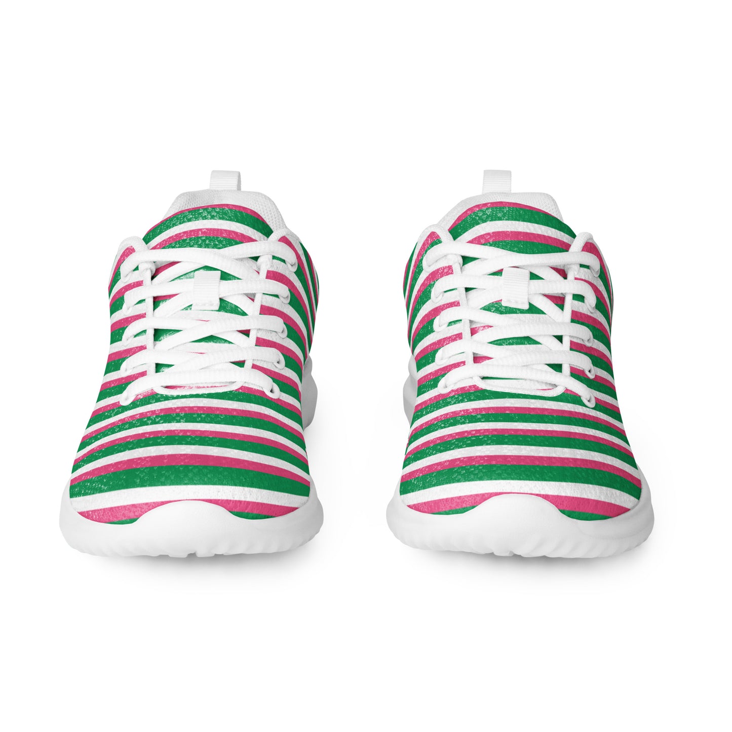 Raspberry Pink and Green Stripe Sneakers