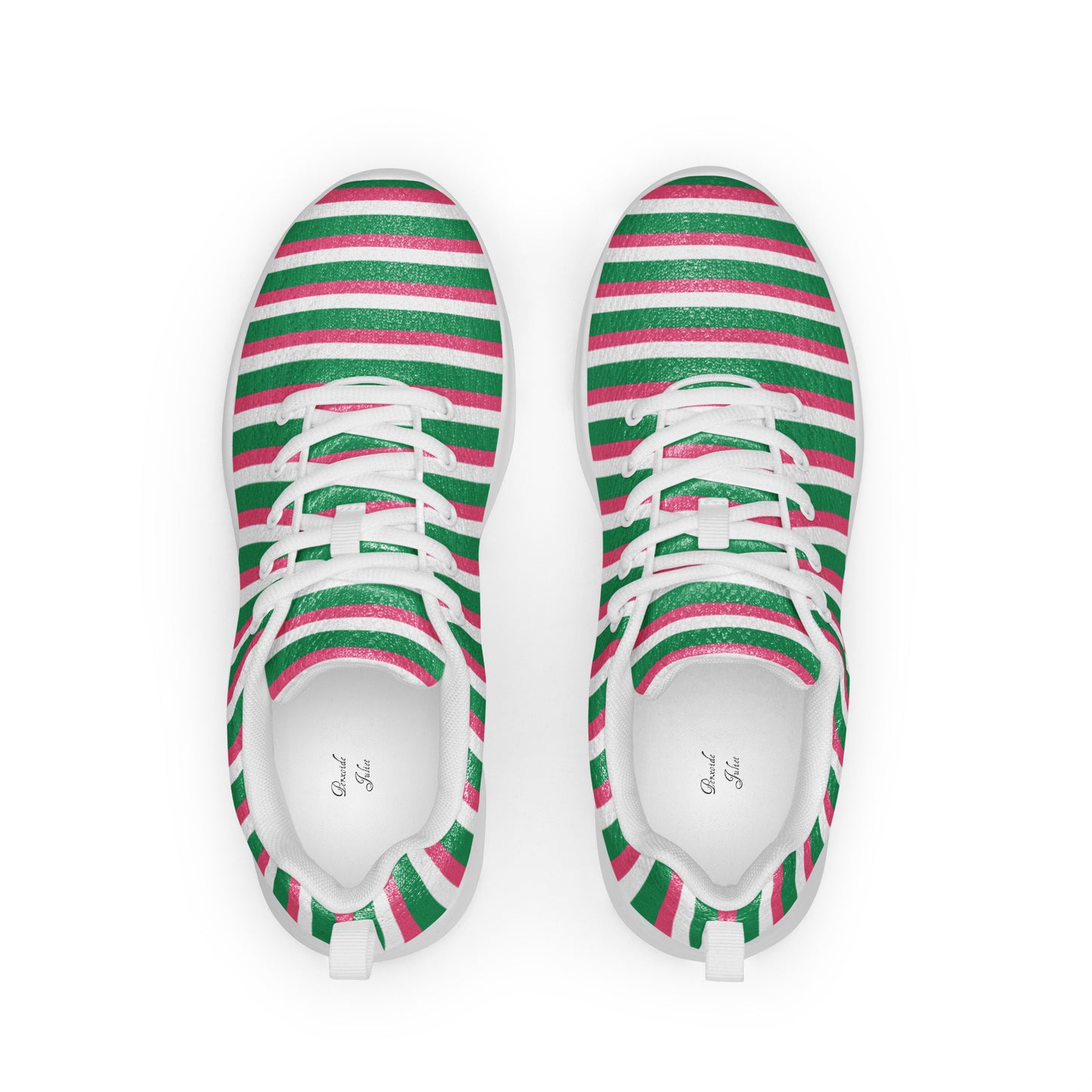 Raspberry Pink and Green Stripe Sneakers