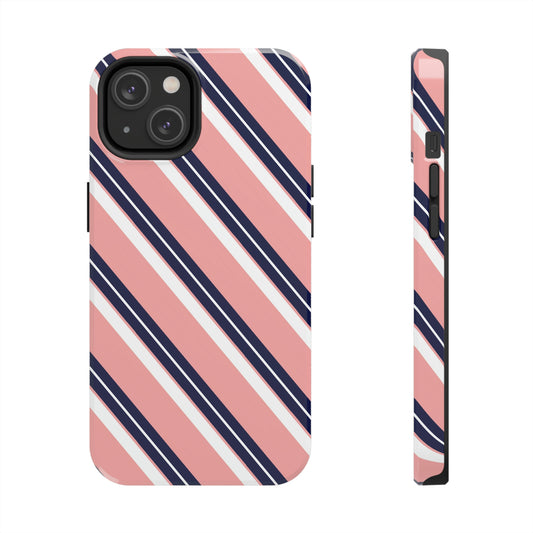 Prep School Pink Stripe Tough Phone Case