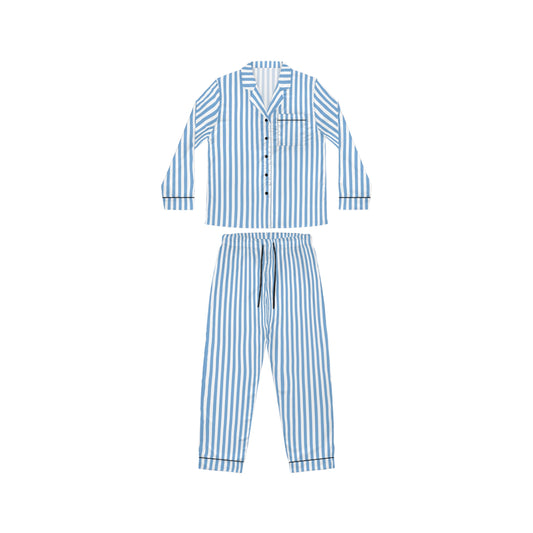Blue and White Stripe Satin Pajamas