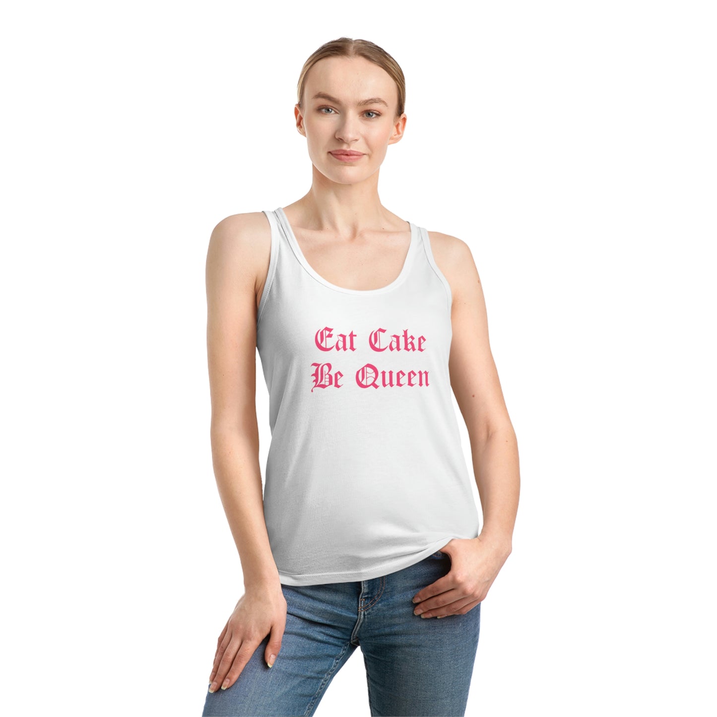 Eat Cake Be Queen Pink Text Sleeveless Top