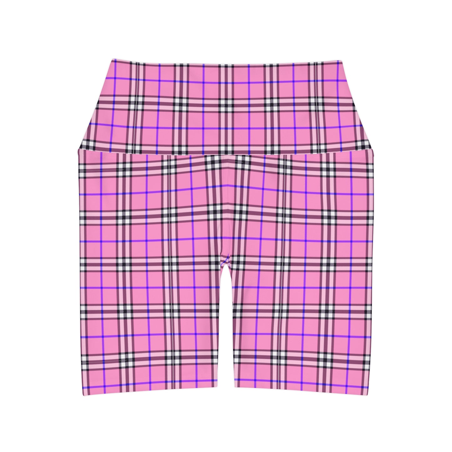 Pink Plaid High Waisted Yoga Shorts