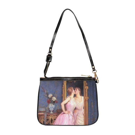 Girl Kissing Her Reflection Shoulder Bag