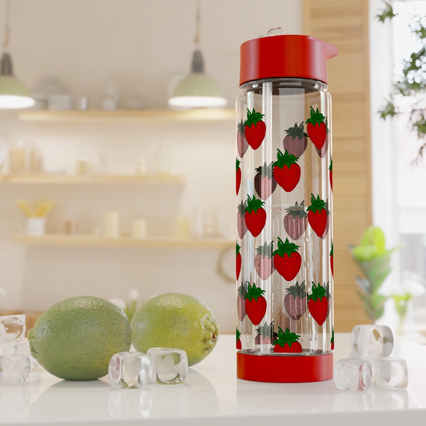 Strawberry Print Infuser Water Bottle