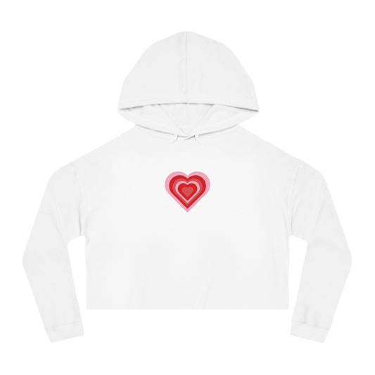 Pink Y2K Heart Cropped Hooded Sweatshirt