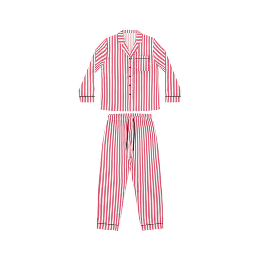 Pink and White Stripe Satin Pajamas