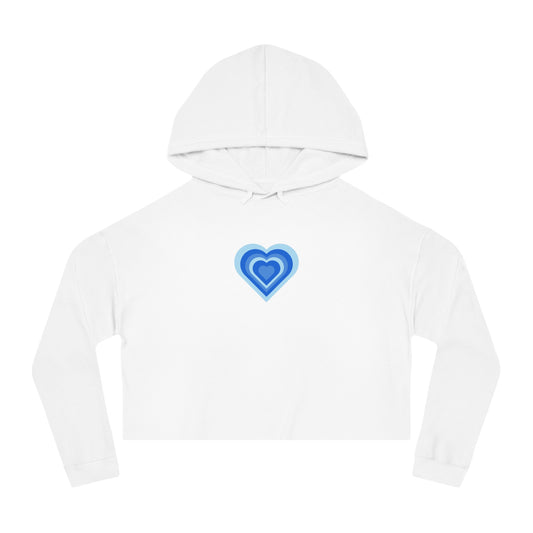 Blue Y2K Heart Cropped Hooded Sweatshirt